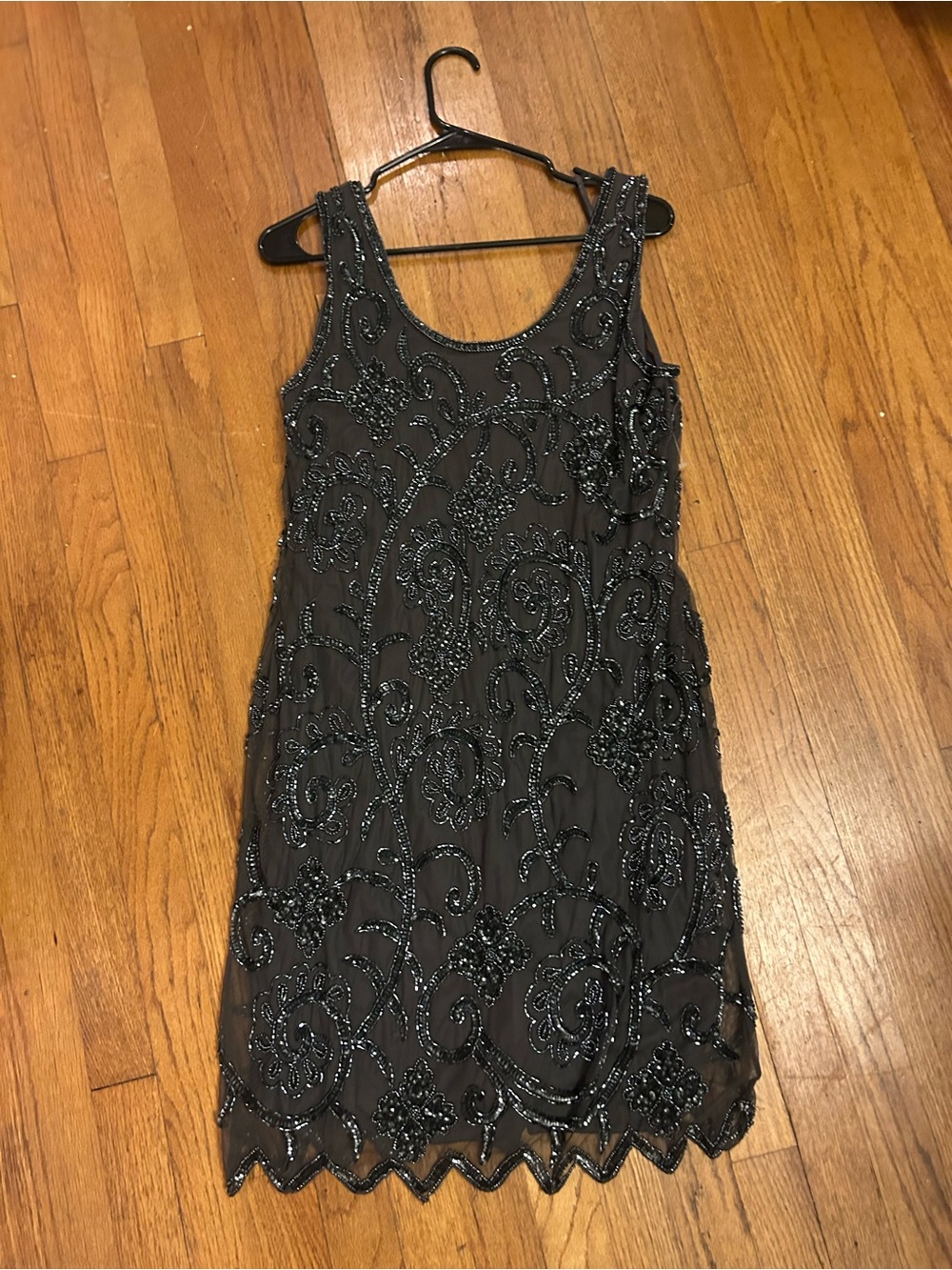 Embellished Sequin Beaded Black/Gray Sleeveless Mini Dress